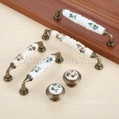 Country Styles Ceramic Cabinet Door Pulls Handle Zinc Alloy Closet Drawer Knobs