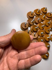 Set of 32: Wood Wooden Knobs Pulls Handles Natural Lacquered Round