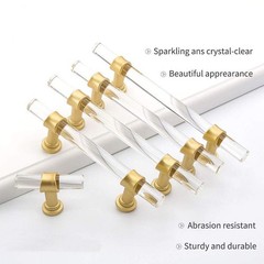 Peaha 10 Pack 3 Inch Acrylic Cabinet Pulls Gold Drawer Handles Brushed Brass …