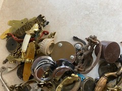 Large 5.77 lb. Lot Of Used Door Drawer Pulls And Handle With Other Items As Seen