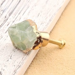 Crystal natural Knobs pure copper bottom cupboard drawer pulls wardrobe Knob