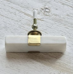 White Marble & Brass T-knob Drawer Pull Rectangular Modern Hardware Knobs