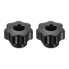2pcs Star Knob M4 Thread 25mm Head Through Hole Brass Insert 7-Star Handle Black