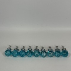 Aqua Glass Cabinet Knobs Set 9 Chrome Bubble Drawer Pulls Modern Blue Hardware