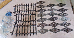 Vintage Cabinet HANDLES (28) and RHC BACKPLATES (18) and lots of SCREWS – used
