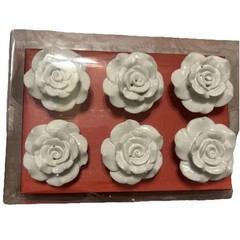 New Jaipur Market Black Rose Ceramic Drawer Pull Knobs Set Of 6 Approx. 2.25” W