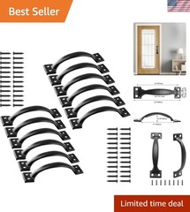 Durable 4″ Rustic Iron Gate Handles – 12 Piece Set with Mounting Screws