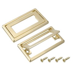 4 Pcs Flush Pull Handle, 2.5 Inch Hole Center Recessed Furniture Grip, Gold