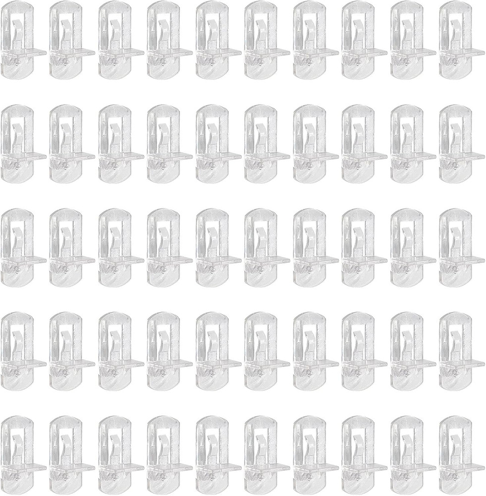 50pcs 8mm Clear Plastic Shelf Pins Self-Locking Cabinet Shelf Support Pegs
