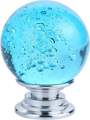 10 PCS Crystal Cabinet Knobs Azure Blue round Glass Bubbles Knobs Smooth Drawer