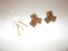 Metal drawer or cabinet knobs pair decorative three sided geometric shapes