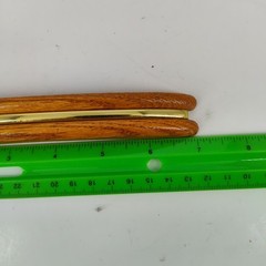 27X RARE 1970-80s Vintage 7″ Solid Wood Oak w Gold Insert Drawer Pull 6″ Center