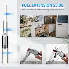 Heavy Duty 500 Lb Drawer Slides, Full Extension Ball Bearing, 12-60 Inch