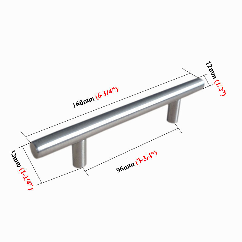 Modern Brushed Stainless Steel Cabinet T Bar Handle Pull Knob 2″-10″