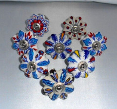 8 PIECE lot! Drawer cabinet pulls knobs hand crafted ceramic with hardware