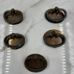 Antique Brass Drawer Pulls Bail Handle Drop Ring Furniture Hardware Lot of 5