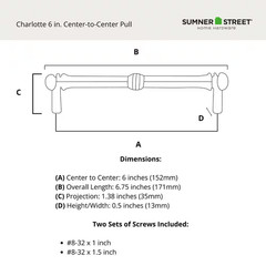Charlotte 6 In. (152 Mm) Center-To-Center Traditional Matte Black Bar Drawer Pul
