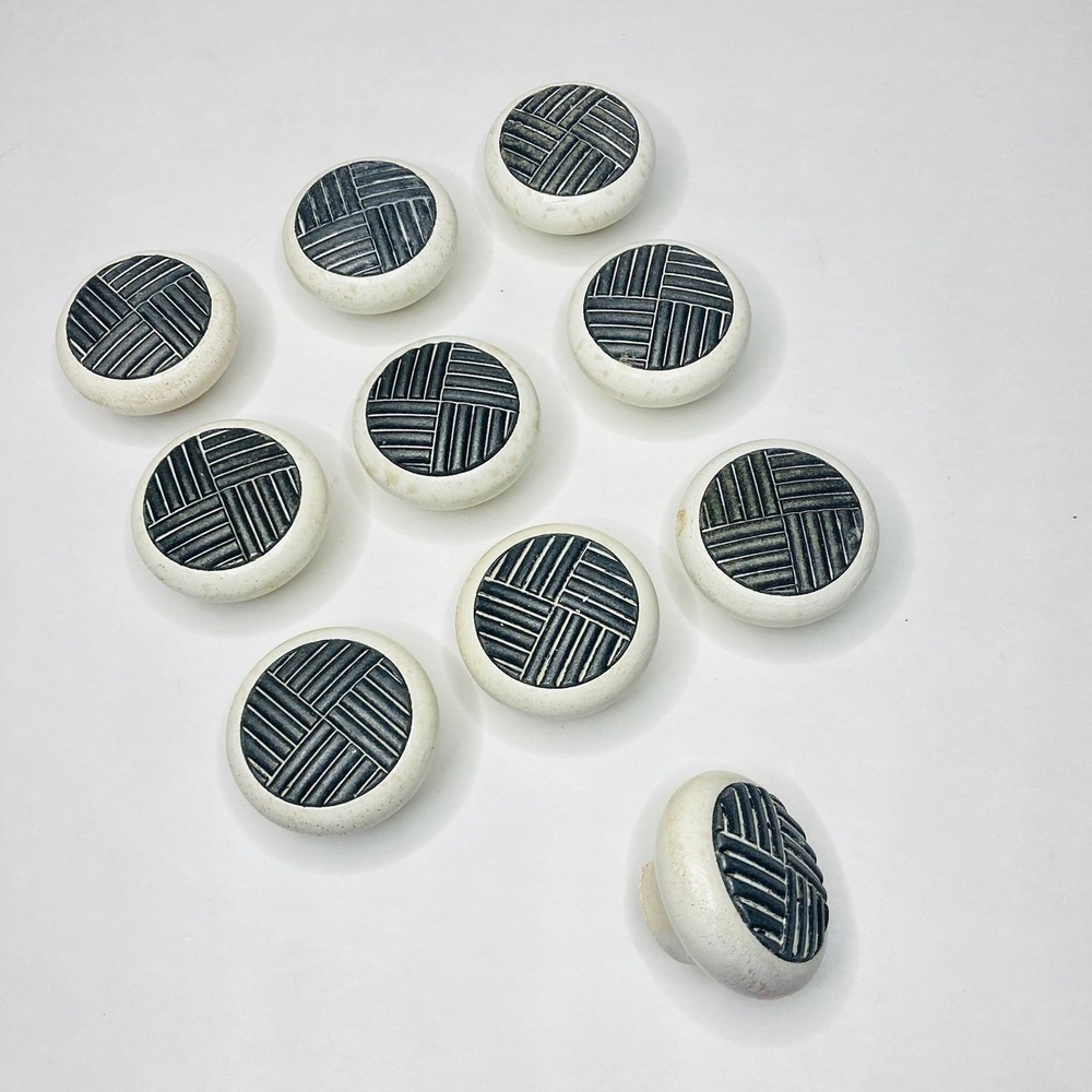 10pc Reclaimed Whimsical Boho Rustic Chic Wooden Drawer Pulls Knobs Black White