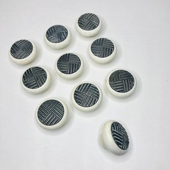 10pc Reclaimed Whimsical Boho Rustic Chic Wooden Drawer Pulls Knobs Black White