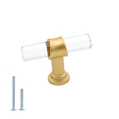 Crystal Drawer Knobs Gold Single Hole T Bar Acrylic Cabinet Pulls 5 Pack