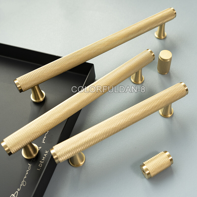 10PCS Brass Knurled Handle Furniture Handle Cabinet Drawer Door Pulls T Bar Knob
