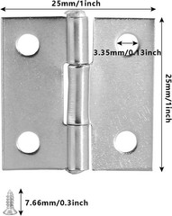 6-Pack 1 Inch Stainless Steel Butt Hinges | Durable & Rust-Resistant Mini Hinges