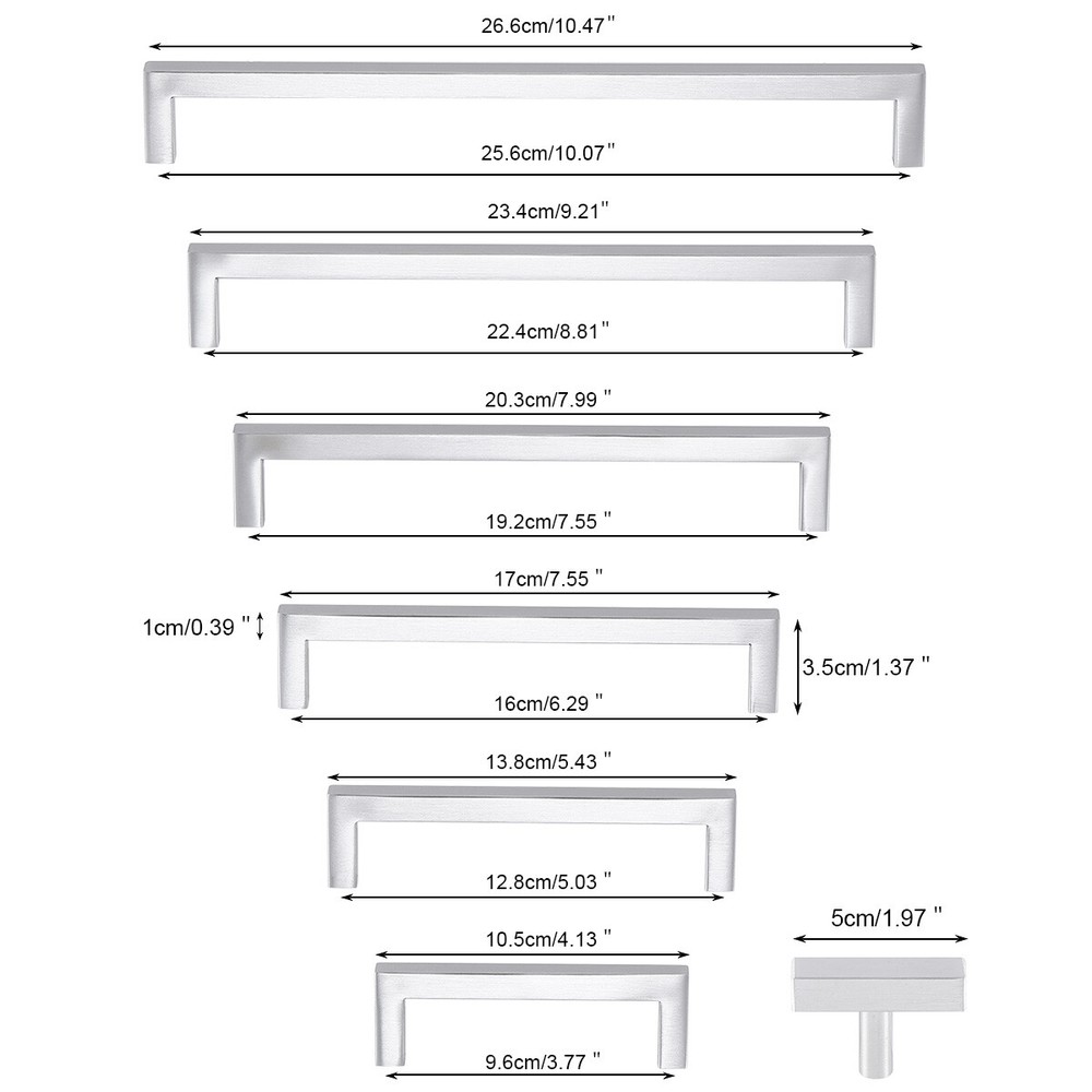 20 Pack Square Bar Cabinet Handles Solid Brushed Nickel Kitchen Cabinet Pulls