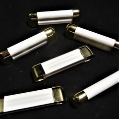 Set of 6 Cabinet Drawer Handle Pulls White WOOD Metal Caps 4 inches hole to hole