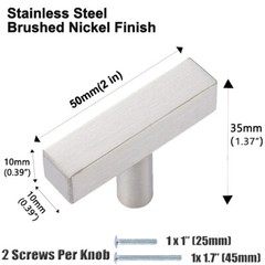 Brushed Nickel Cabinet Pull Stainless Steel Drawer Silver Handle Square Knob Lot