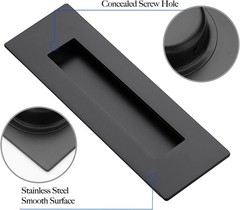 2 Pack Black Sliding Closet Door Handles Black Flush Pulls 7in Length Recesse…