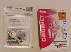 Lot of 2 Defender Security U 9950 Drawer/Cabinet Lock & Keys For 1″ Thick Panel