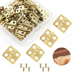 50 Pcs Mini Hinges, 13 X 12 Mm Retro Brass Butt Hinge Miniature Hardware 180 Deg