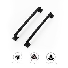 10 Pack Solid 71/2 Inch Square Foot Arch Pull Matte Black Cabinet Handle