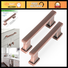 Brushed Antique Copper Cabinet Pulls – 3.75″ Square Zinc Alloy Handles, 10 Pack