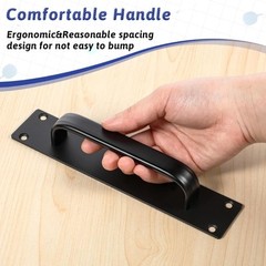 2 Black Sliding Door Handle Ergonomic Aluminum Alloy Hardware Daily Use