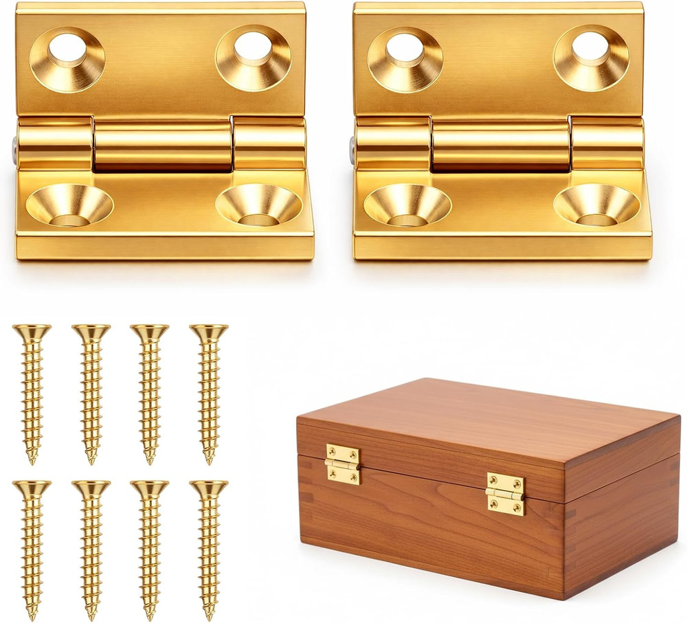 2Pcs Mini Solid Brass Hinges 90 DegreeJewelry Box Hinges with Screws Solid Small