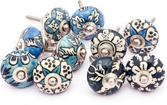 20 Pack Aqua Blue Green Ceramic Knobs – Floral Cabinet Pulls