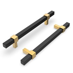 Goldenwarm 10 Pack Cabinet Handles Black and Gold Cabinet Pulls 5 Inch Hole C