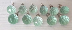 Set Of 11 Crystal Mint Green Cabinet Knobs Drawer Pulls 1 1/4”