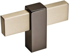 Amerock BP36720 Mulino 5/16 Inch Bar Cabinet Knob – Silver Champagne / Black