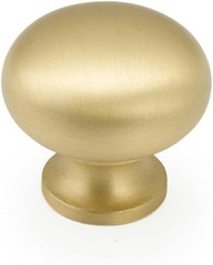 Schaub Country Collection 1-1/4 in. (32mm) Knob, Solid Satin Brass # 706-SB
