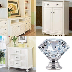 Crystal Glass Knobs for Cabinet 6 Pack, Crystal Drawer Knobs Diamond Shape Dress