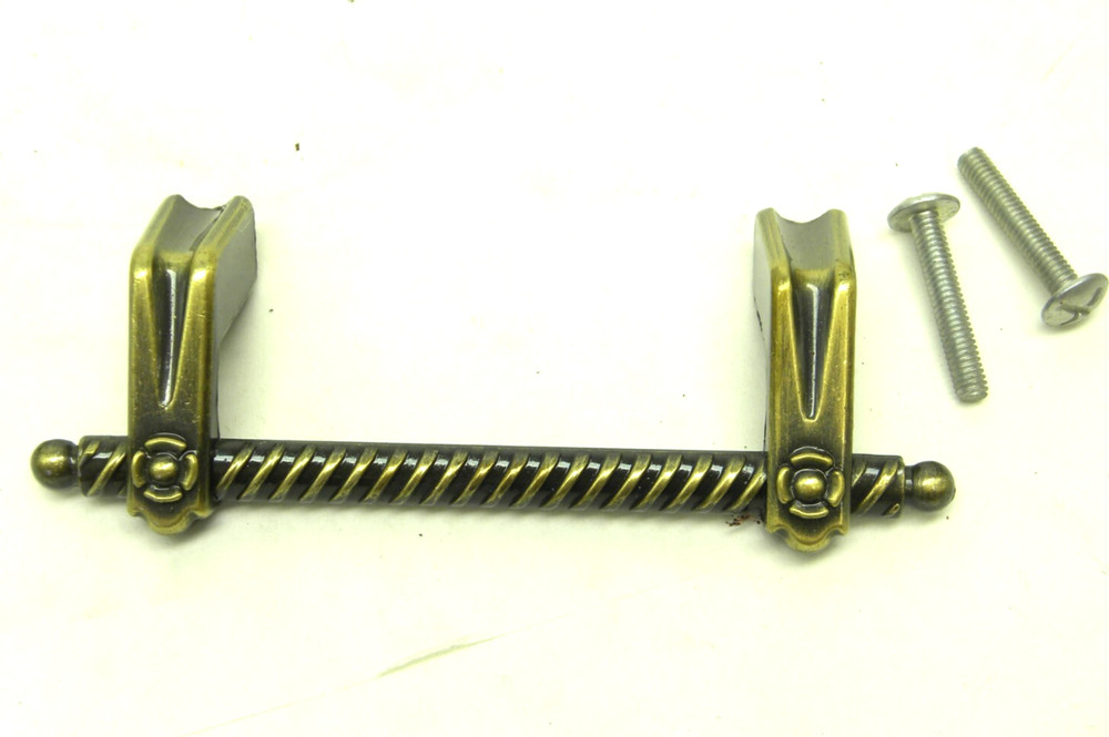 5 Pcs Vintage Ajax #958 Twisted Wire Drawer Cabinet Pull Antique Brass Color