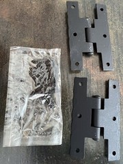 9 PAIR Matte Black Metal Hinges 3”L x 1 7/8”W Flat Lay w/Screws Cabinet/Door NOS