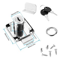 Kitmose 4 Pack Cabinet Drawer Locks with Keys, Keyed Alike One Size, Silver