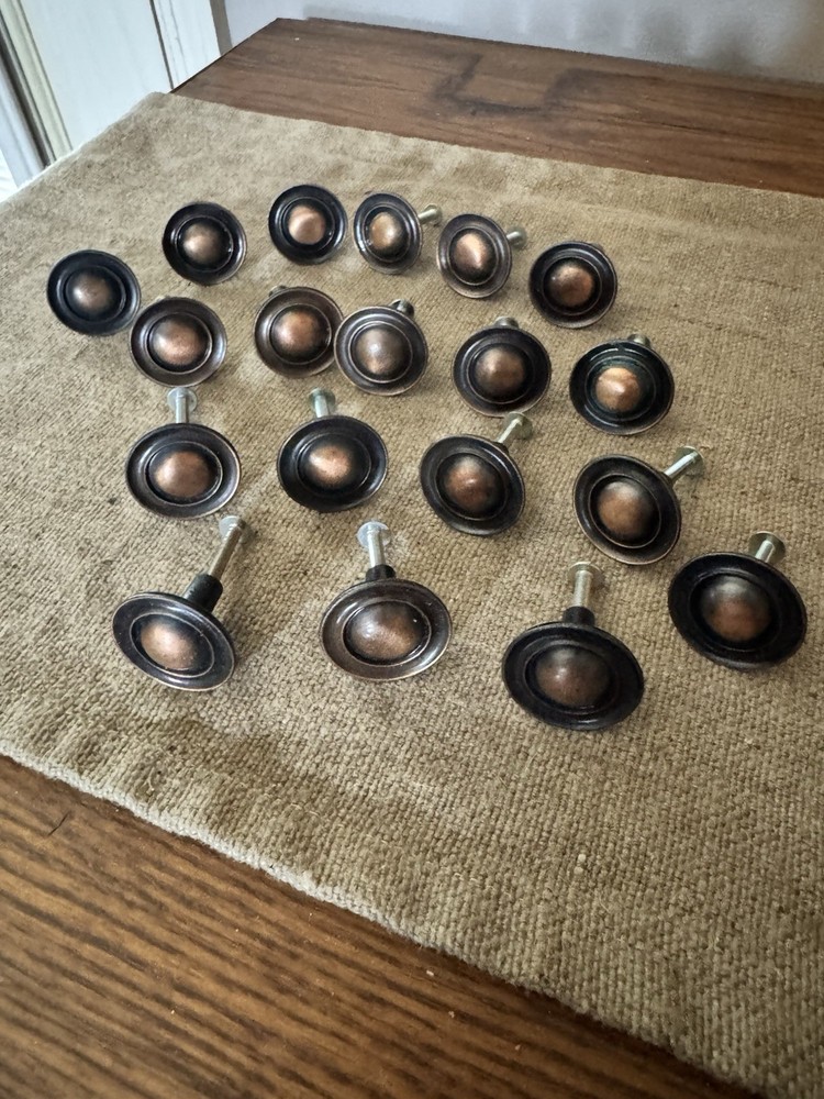 VTG 19 Amerock Allison Antique Bronze 1.25″ Round Cabinet Knobs Pull
