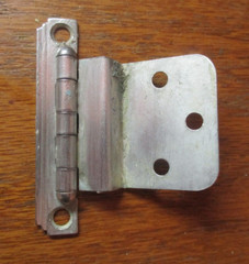 Stair Stepped Art Deco 3/8″ Inset 1 Hinge Cabinet Door Semi Concealed Nickel Vtg