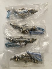 Vintage Ornate Metal Bail Pull Drawer Pulls Antique 3in C-C Silver/Gold 4pk