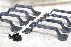 8 Cast Iron Handles Gate Pull Shed Door Handle Drawer Pulls 6 1/4″ Vintage Style