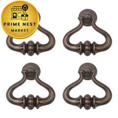 Oedema Vintage Drop Ring Knobs Pulls, 2.68″L x 1.1″W/68mm x 28mm, Bronze